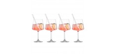 Miovino AfterWork Verres à Pied Spritz 69 cl + Pailles + Goupillon (4p