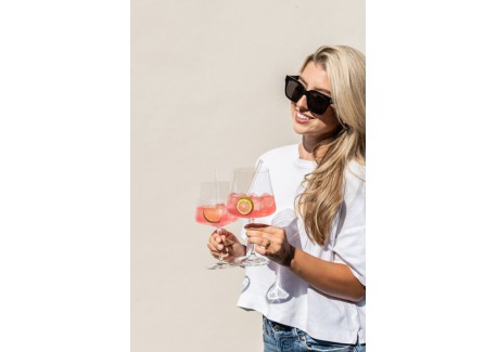 Miovino Spritz-glazen 69 cl met steel + Glazen rietjes + Borstel (4 dl