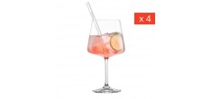 Miovino Spritz-glazen 69 cl met steel + Glazen rietjes + Borstel (4 dl