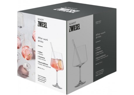 Miovino Spritz-glazen 69 cl met steel + Glazen rietjes + Borstel (4 dl
