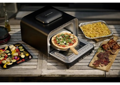 Four à Pizza Électrique Intérieur et Extérieur 400°C Noir Mat 45x50cm