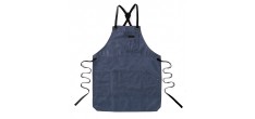 N°438 Tablier de Cuisine à Bretelles Toile Recyclée Enduite Bleu Marin