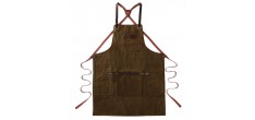 N°547 Tablier de Cuisine à Bretelles Toile Coton Enduit et Cuir Brun T