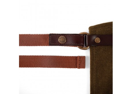 N°547 Keukenschort met Bandjes Gecoat katoenen Canvas Leer Tobaccobrui