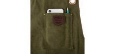 N°547 Tablier de Cuisine à Bretelles Toile Coton Enduit et Cuir Vert O