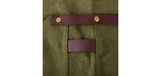 N°547 Keukenschort met Bandjes Gecoat katoenen Canvas Leer Olijfgroen