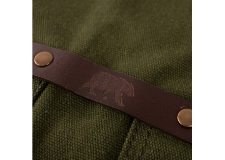 N°547 Tablier de Cuisine à Bretelles Toile Coton Enduit et Cuir Vert O