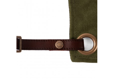 N°547 Tablier de Cuisine à Bretelles Toile Coton Enduit et Cuir Vert O