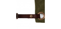 N°547 Tablier de Cuisine à Bretelles Toile Coton Enduit et Cuir Vert O