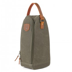 Geïsoleerde Tas voor 2 Flessen Wijn of Champagne Gecoat Canvas Kaki Gr