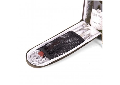 Geïsoleerde Tas voor 2 Flessen Wijn of Champagne Gecoat Canvas Kaki Gr
