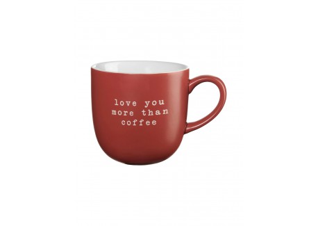 Hey Mug Message Gravé Love you more than coffee Céramique Rouge 350 ml
