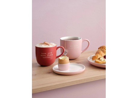 Hey Mok met Gravure Love you more than coffee Keramiek Rood 350 ml
