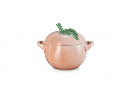 Pêche Mini Cocotte en Céramique Ronde 58 cl Corail Pastel et Vert 