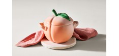 Pêche Mini Cocotte en Céramique Ronde 58 cl Corail Pastel et Vert 