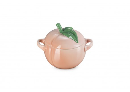 Pêche Mini Cocotte en Céramique Ronde 58 cl Corail Pastel et Vert 