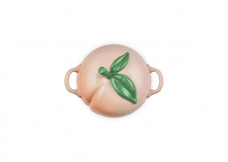 Pêche Mini Cocotte en Céramique Ronde 58 cl Corail Pastel et Vert 