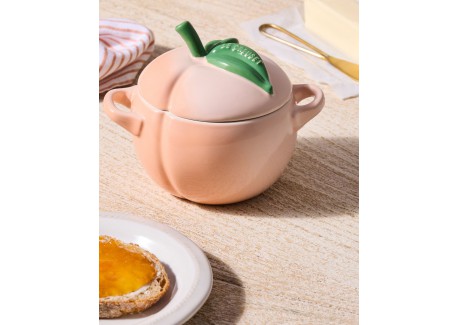 Perzik Rond Mini Stoofpotje 58 cl Pastel Koraal en Groen