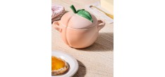 Pêche Mini Cocotte en Céramique Ronde 58 cl Corail Pastel et Vert 