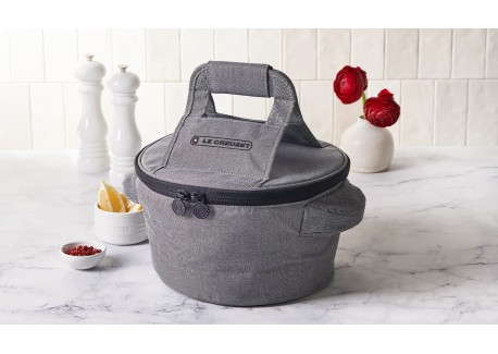 Sac de Transport pour Cocotte Ronde avec Poignées Gris Chiné 38 cm 