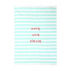 Katoenen Keukendoek More Wine Please Gestreept Turkoois en Wit 50x70 c