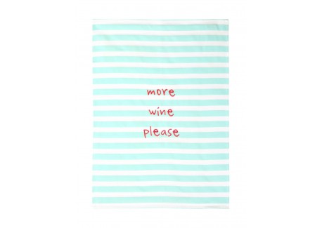 Torchon Coton More Wine Please Ligné Turquoise et Blanc 50x70 cm 