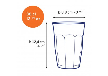 Picardie Gobelet à Eau Transparent 36 cl 12,4 cm 