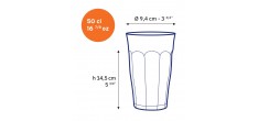 Picardie Gobelet à Eau Transparent 50 cl 14,5 cm 