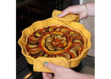Formidable Plat à Tarte Rond Cannelé Jaune Mangue 29 cm Édition Limité