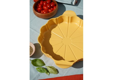 Formidable Plat à Tarte Rond Cannelé Jaune Mangue 29 cm Édition Limité