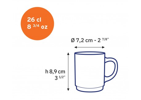 Versailles Mugs en Verre avec Anse 26 cl Couleurs Variées (6 pcs) 