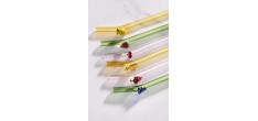 Pailles Réutilisables Colorées en Verre Motif Fruits 6 pcs + Goupillon