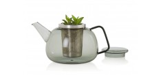 Yuna Grijs Glazen Theepot Met RVS Filter 1,6 L