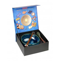 Umami Coffret Bol et Cuillère Grès Bleu pour Ramen Japonais + Baguette