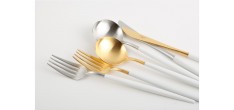 Goa Bestekset 24 dlg Mat Goud Wit Heft + Bestekkoffer