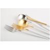 Voir la slide Goa Set Couverts 24 pcs Or Brossé Manche Blanc + Coffret en Bois