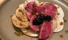 Boeuf Hereford, carpaccio de champignons et caviar Arenkha
