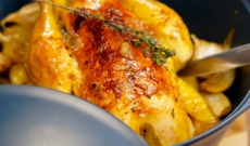 Poulet rôti en cocotte au four