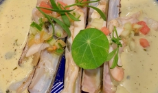 Couteaux, jus de coquillages, vierge au citron confit