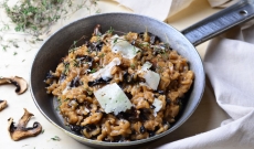 Risotto aux champignons des bois, espuma de reggiano & coulis de persil plat